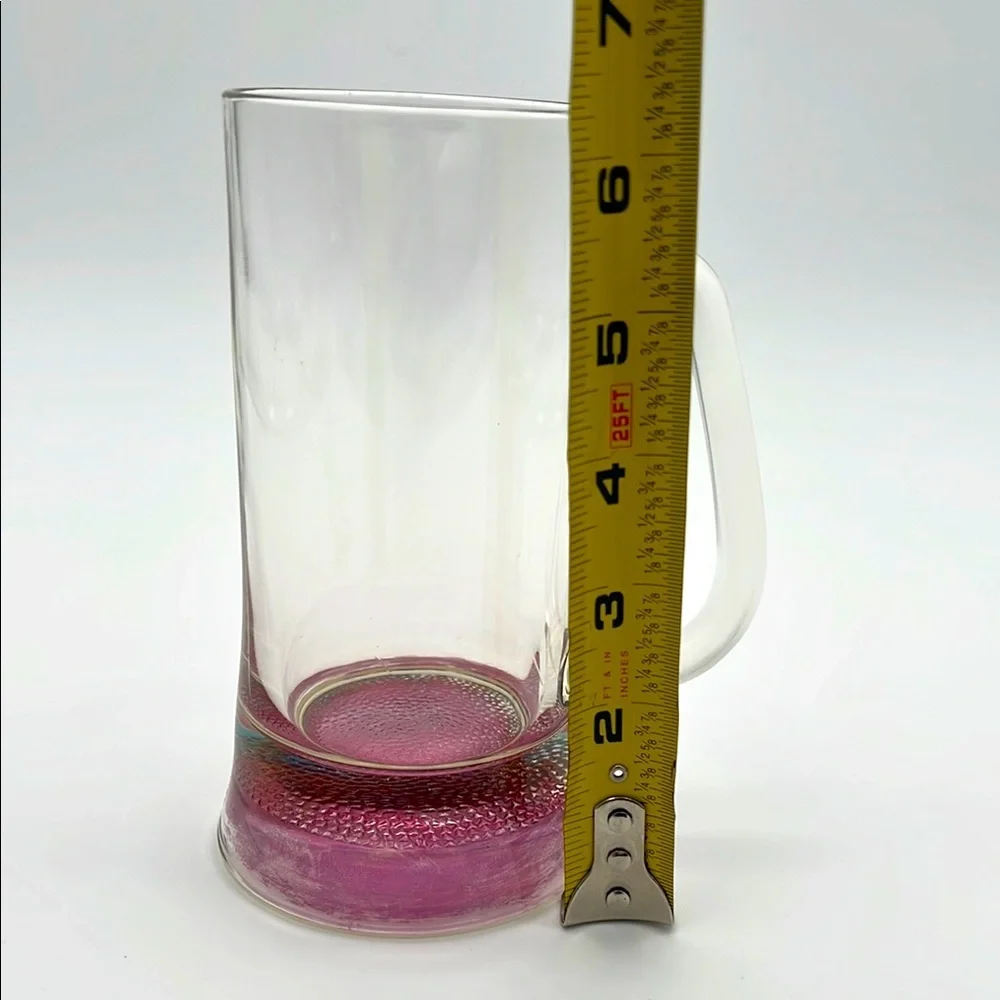 Vintage Clear Glass Pink Bottom 6 1/2